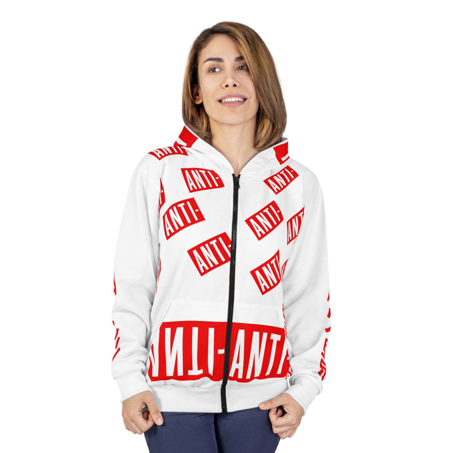 Anti Anti Unisex Zip Hoodie (AOP)