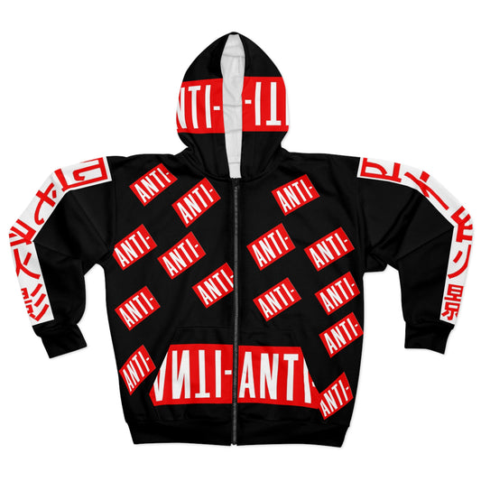 Anti Anti Unisex Zip Hoodie (AOP)