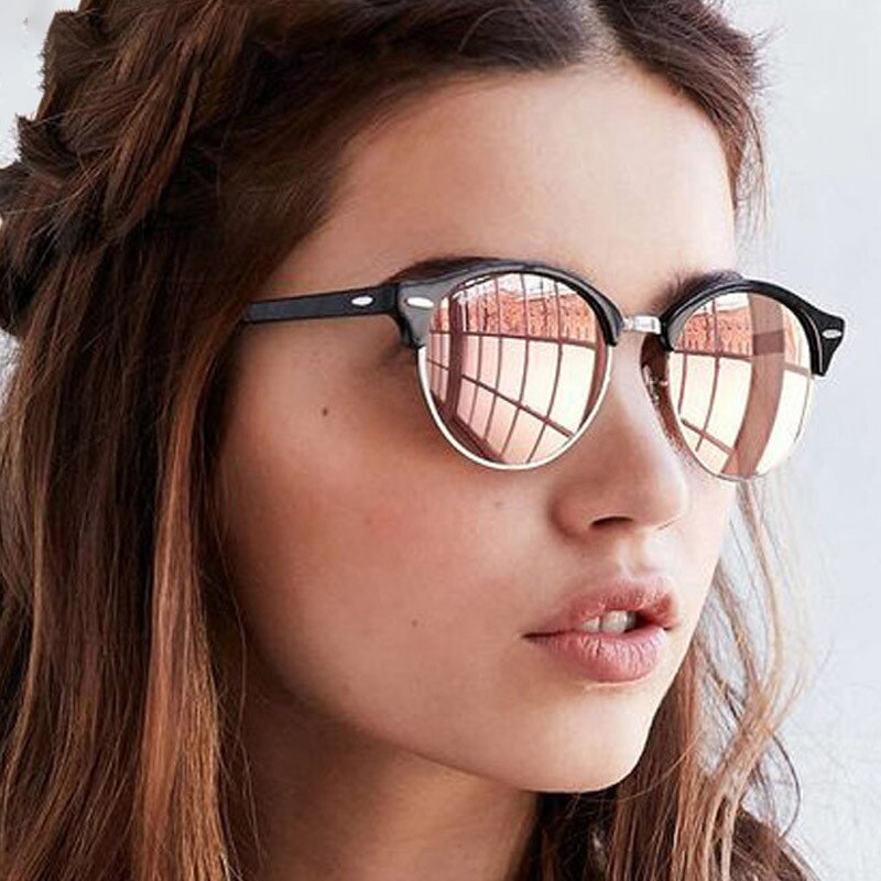 Round Retro Half Frame Summer Style Sun Glasses