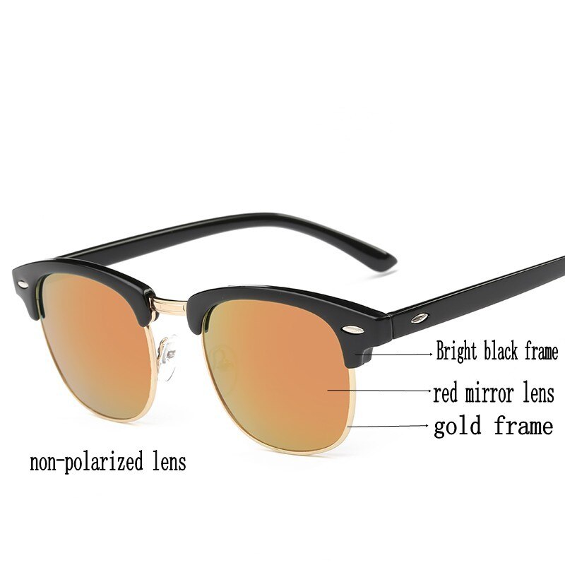 Polarized Sunglasses Semi Rimless Retro