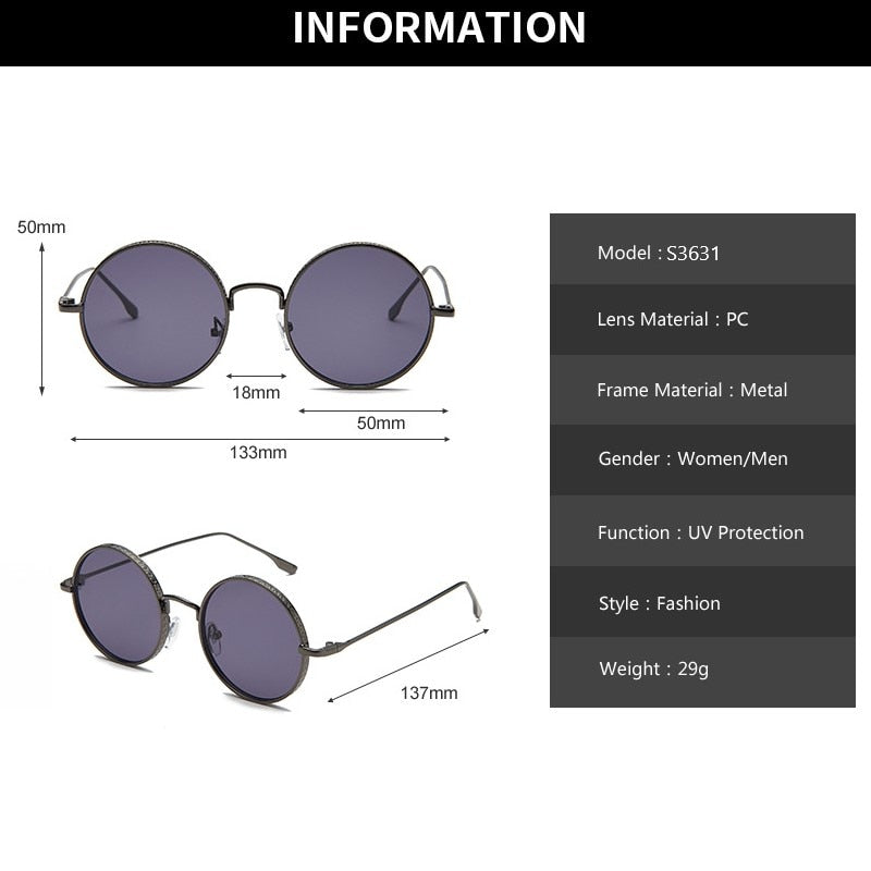 Fashion Retro Sunglasses Metal Round Vintage Glasses