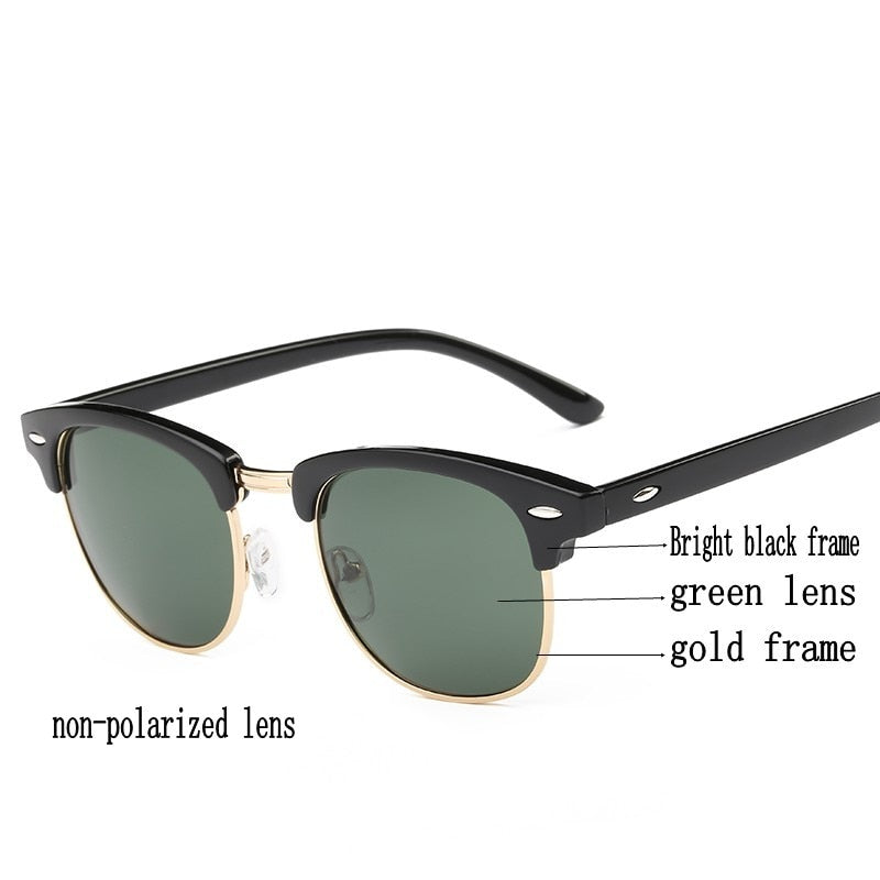Polarized Sunglasses Semi Rimless Retro
