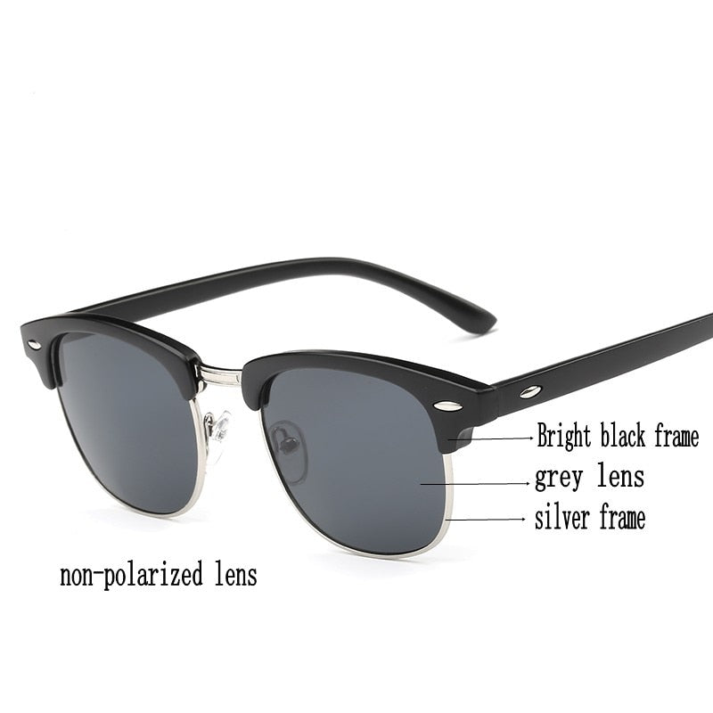 Polarized Sunglasses Semi Rimless Retro