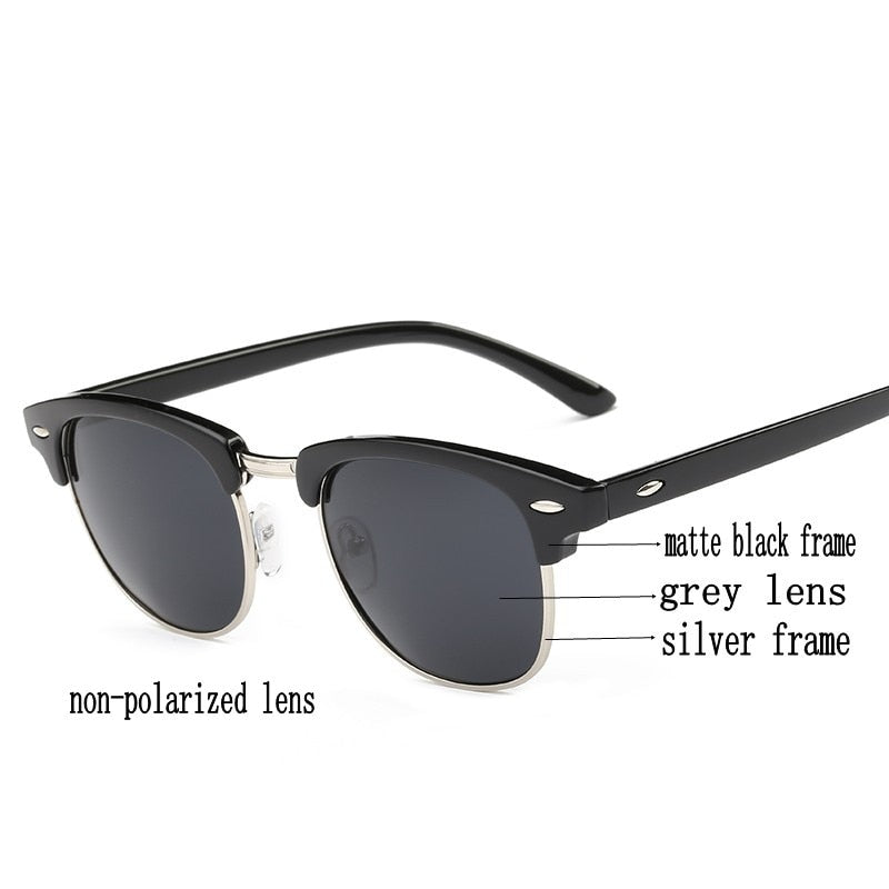 Polarized Sunglasses Semi Rimless Retro
