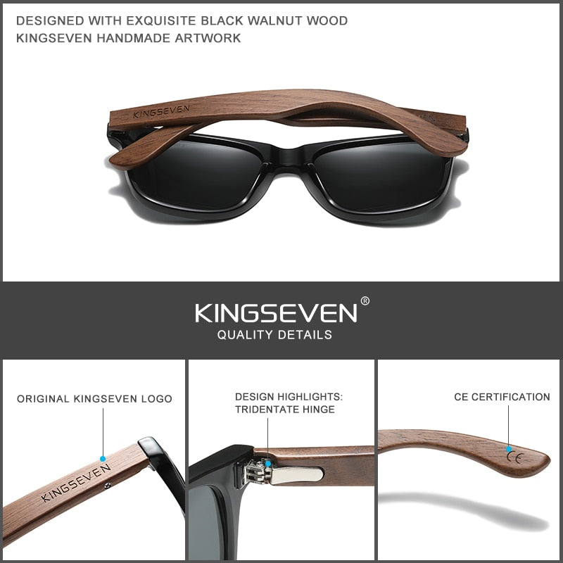 KINGSEVEN Brand 2022 Fashion Handmade Natural Wooden Sunglasses
