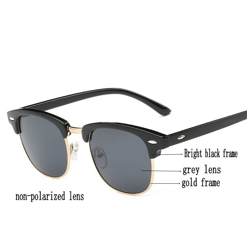 Polarized Sunglasses Semi Rimless Retro