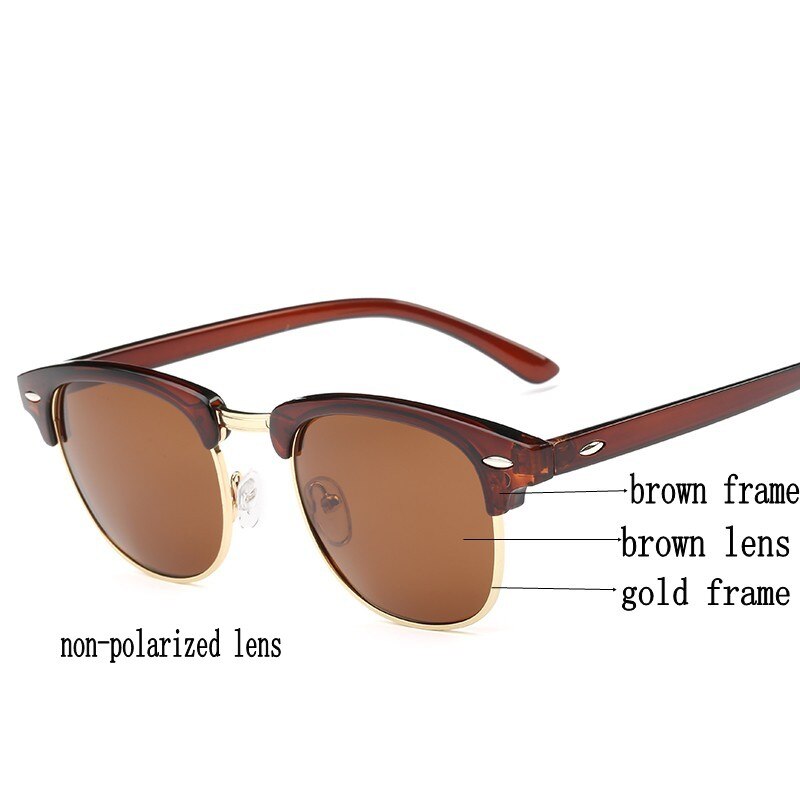 Polarized Sunglasses Semi Rimless Retro