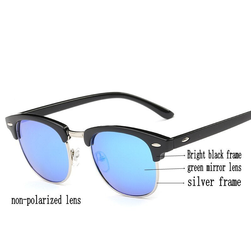 Polarized Sunglasses Semi Rimless Retro