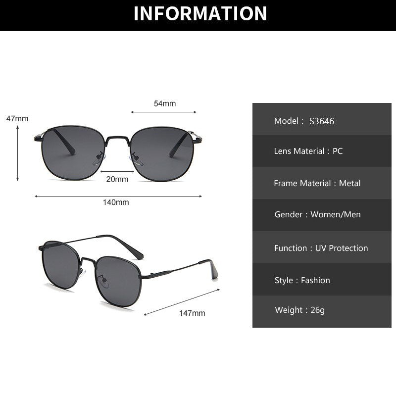 Vintage Small Round Square Sunglasses Metal Frame