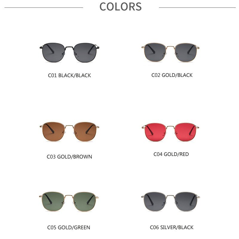 Vintage Small Round Square Sunglasses Metal Frame