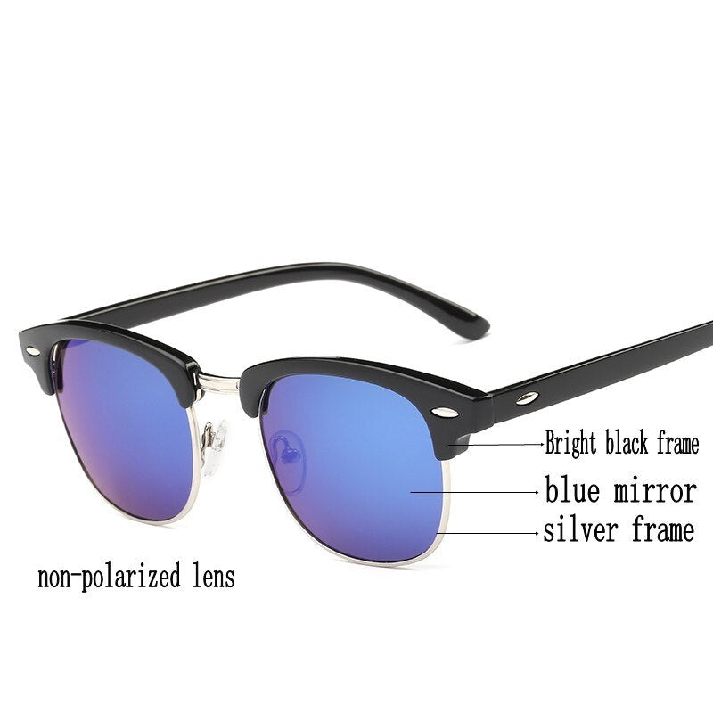 Polarized Sunglasses Semi Rimless Retro