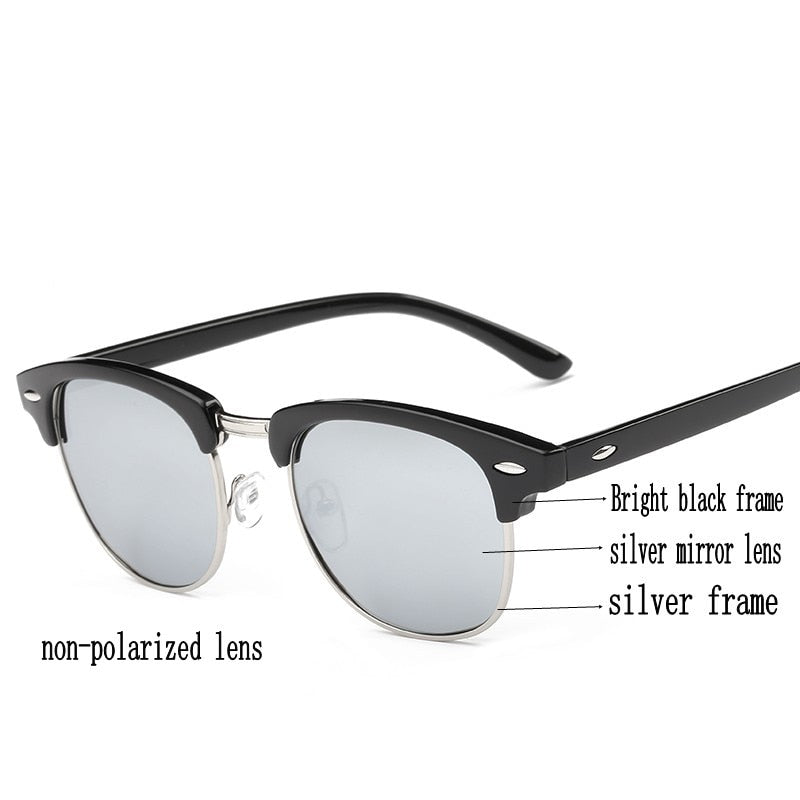 Polarized Sunglasses Semi Rimless Retro