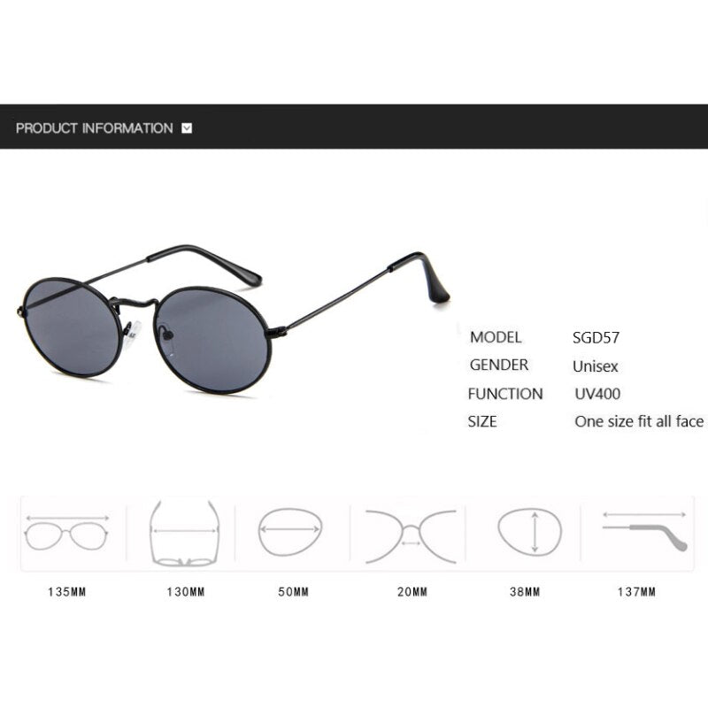 Retro Oval Designer Vintage Sun Glasses